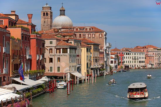 Wenecja, Canal Grande, panoramama z mostu Onte Degli Scalzi. EU, Italia, Wenecja Euganejska.