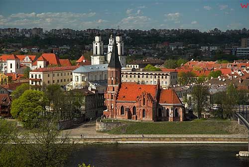 Litwa-Kowno (Kaunas). Panorama ze wzgórza Aleksotas.