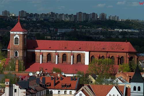 Litwa-Kowno (Kaunas). katedra, panorama miasta ze wzgórza Aleksotas.