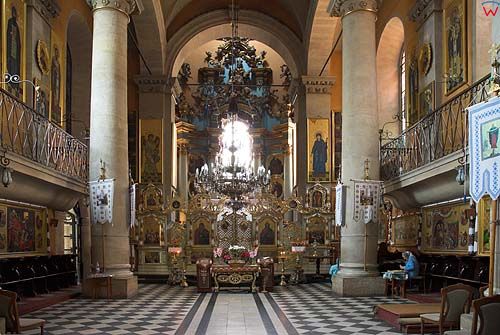 Lwów. Wnętrze cerkwi Włoskiej (Uspieńskiej).
